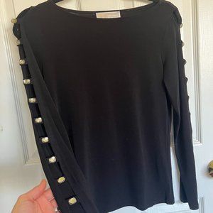 Michael Kors XS Black Blouse long sleeve with fun gemstone sleeves